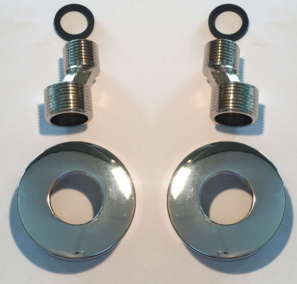 Rio set s-koppelingen met rozet voor kraan 15 cm 1/2" x 3/4" chroom - WDtegels