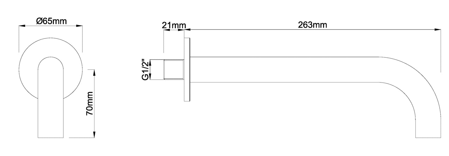 Caral baduitloop rond 25 cm 1/2'' | Geborsteld brons koper PVD - WDtegels