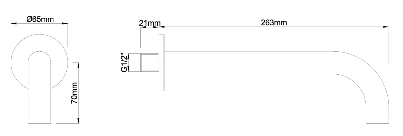 Caral baduitloop rond 25 cm 1/2'' | Gunmetal PVD - WDtegels
