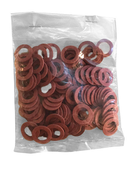 Zakje a 100 stuks fiber pakkingsringen rood 3/8 inch 14x9x2