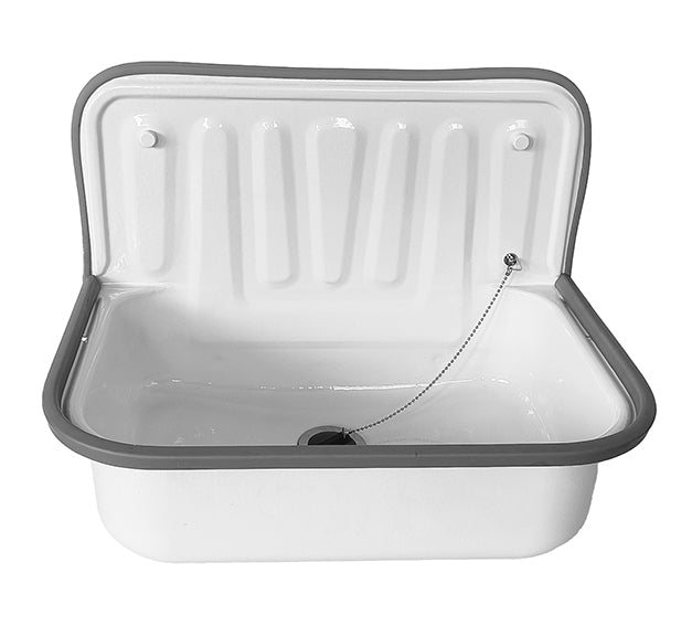 Uitstortgootsteen plaatstaal 50,5 x 33 x 37 cm glans wit - WDtegels