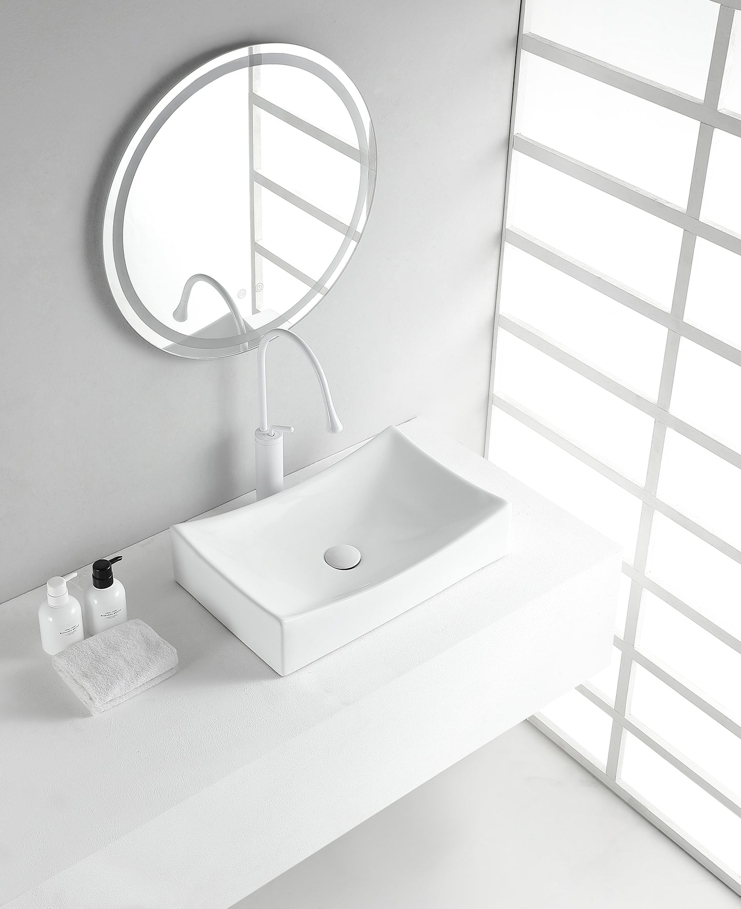 Slide waskom rechthoekig 55 x 35 x 12 cm keramiek glans wit - WDtegels