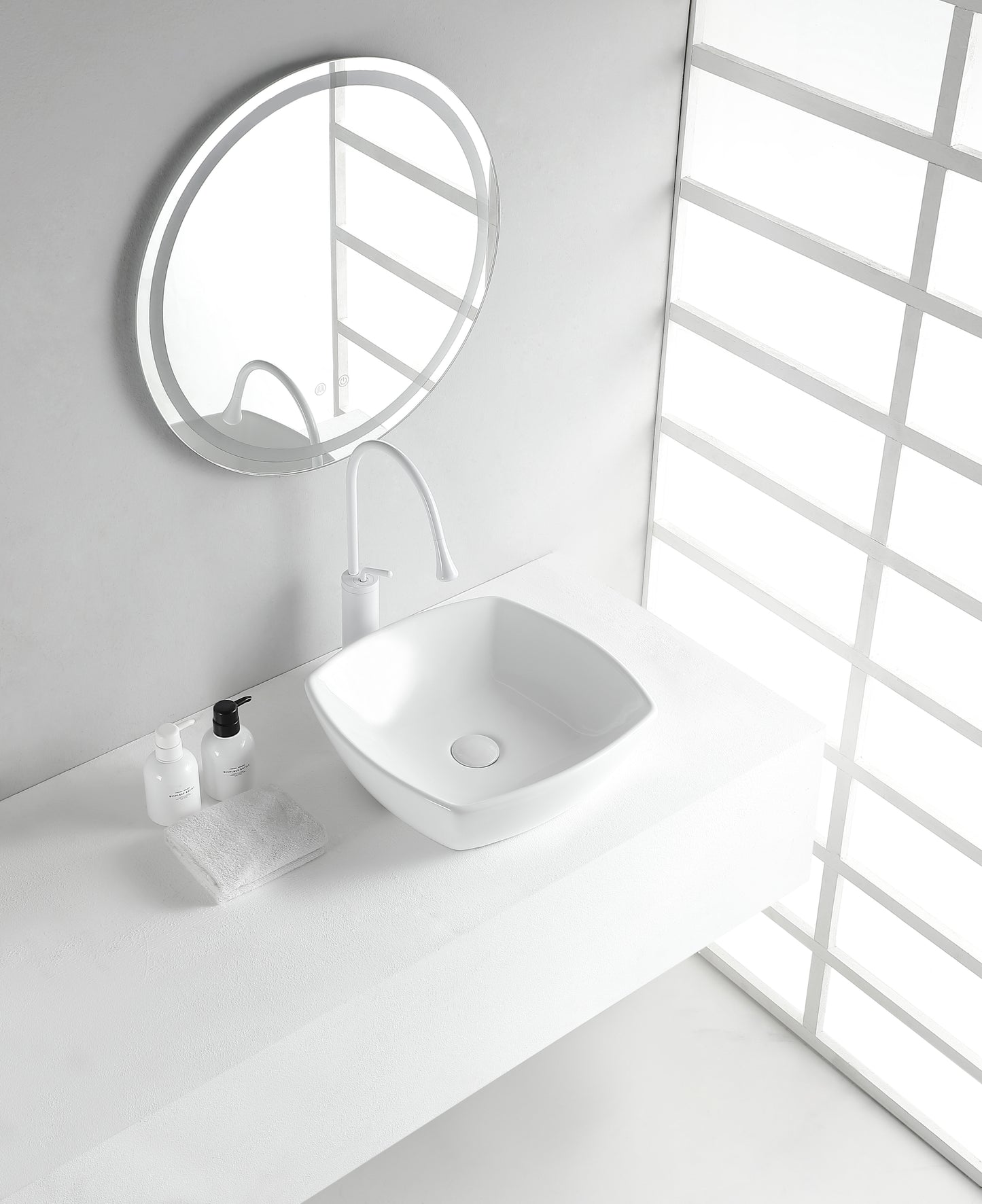 Plaza waskom vierkant 42 x 42 x 13,5 cm keramiek glans wit - WDtegels