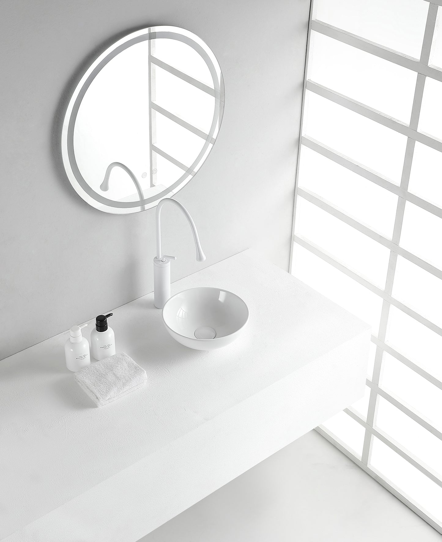 Kimo waskom rond 28 x 10 cm keramiek glans wit - WDtegels