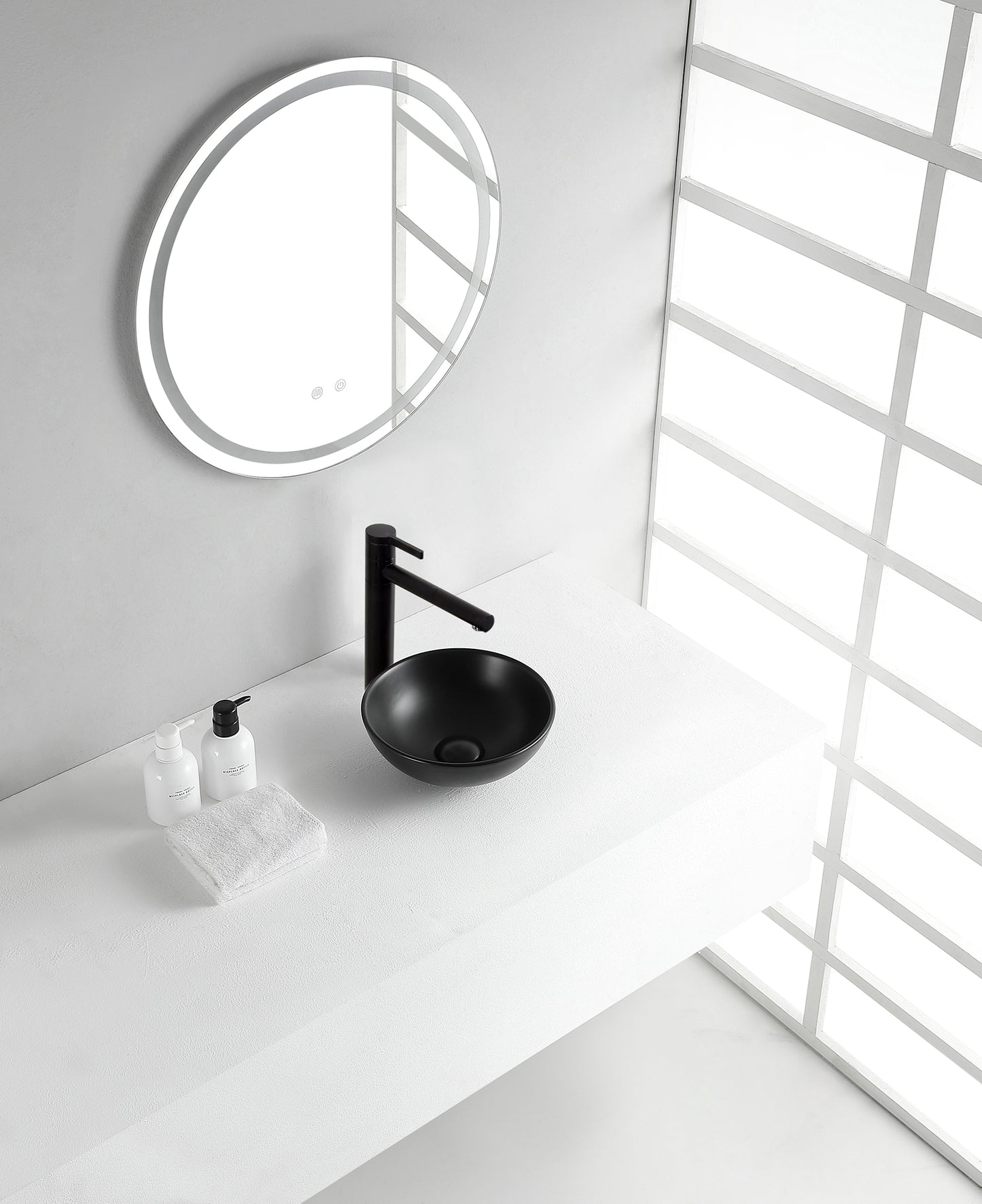 Kimo waskom rond 28 x 10 cm keramiek mat zwart - WDtegels