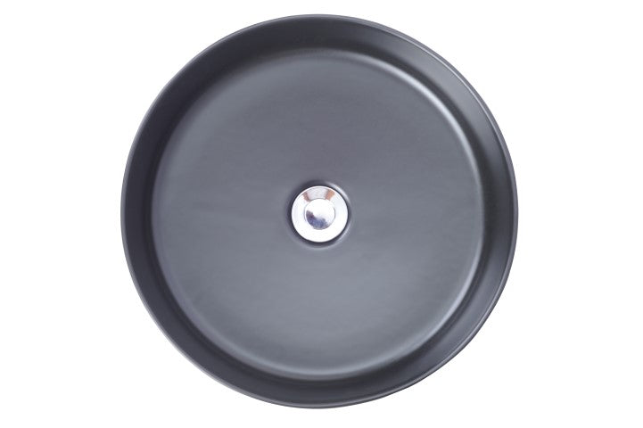 Link waskom rond 40 x 12 cm keramiek mat zwart - WDtegels