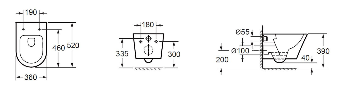 Wiesbaden Vesta wandcloset 52cm zonder zitt. wit