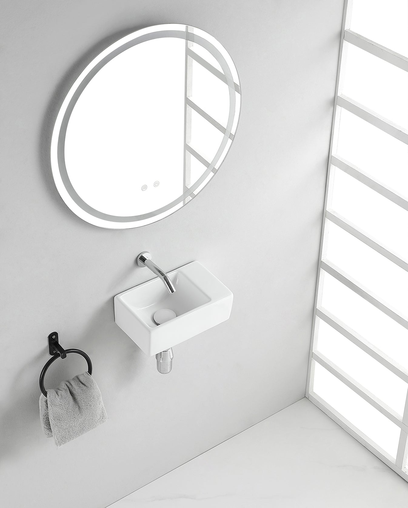 Rhea XXS fontein zonder kraangat rechts 30,5 x 18 x 11 cm keramiek glans wit - WDtegels