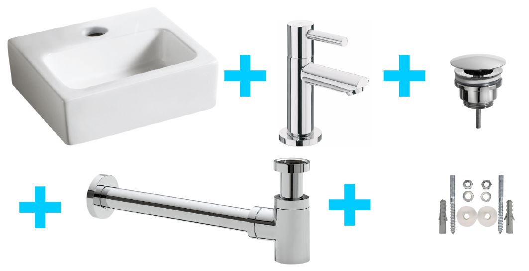 Wiesbaden one-pack Leto fontein + Amador toiletkraan chroom - WDtegels