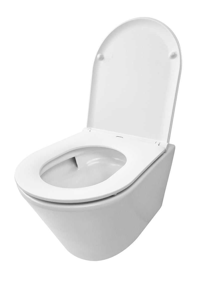 Vesta Tornado flush wandcloset rimless met Flatline toiletzitting softclose en quick release mat wit - WDtegels