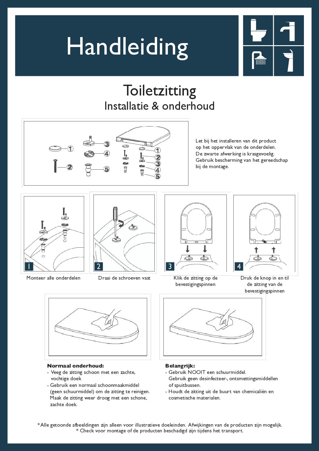 Wiesbaden Vesta toiletzitting softclose en quick release mat wit - WDtegels