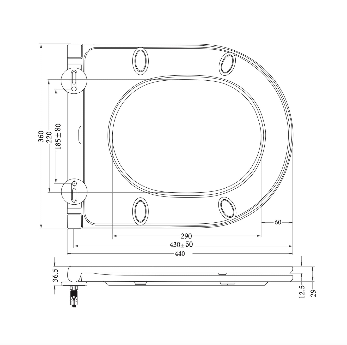 Flatline toiletzitting softclose en quick release | Mat zwart - WDtegels