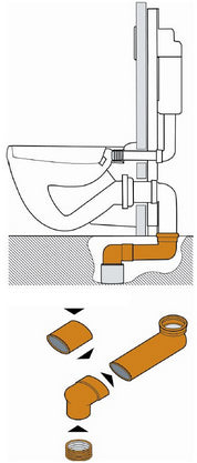Sprongbocht verstelbaar 15-35cm, inbouwhoogte 80 mm, 90-110mm aansluitingen - WDtegels
