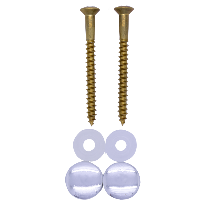 Potschroevenset zonder plug 2 stuks 5,5x70mm Messing Afdekdop chroom