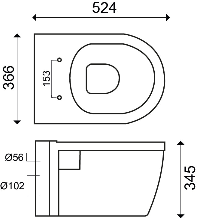 Inodoro suspendido Wiesbaden Prio Rimless blanco