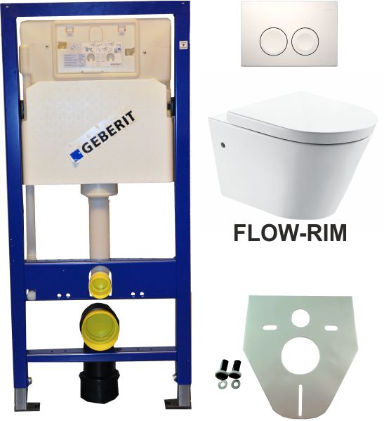 Wiesbaden Geberit UP 100 Flow Rim wc+zitt.+ Delta 21 wit - WDtegels