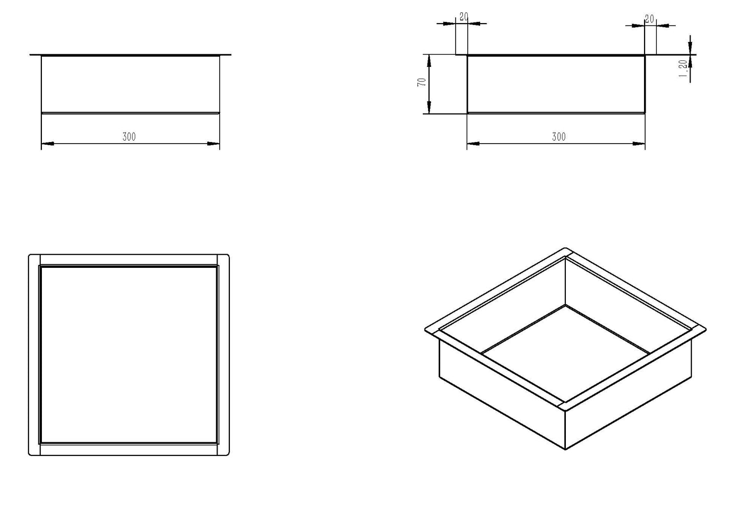 Wiesbaden inbouwnis 30x30x7cm mat-zwart - WDtegels