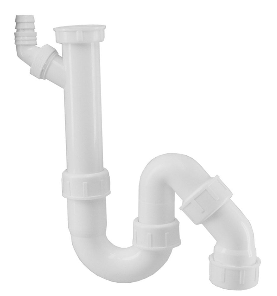 Universeel sifon met wasmachine-aansluiting 11/2 inch x 40mm klem wit