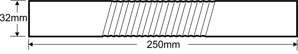 Lijntekening Chroom muurbuis recht buigbaar 32mm