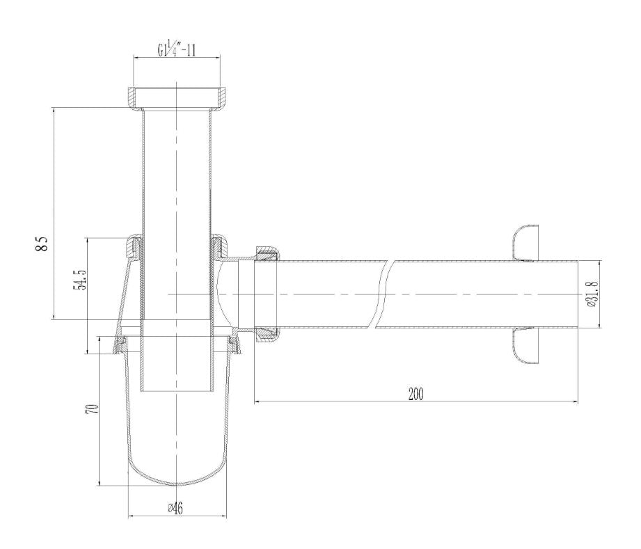 Sifón de copa Wiesbaden 5/4x32 cromado