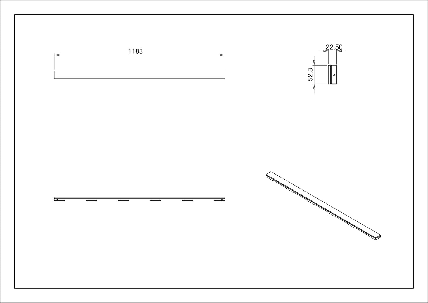 Wiesbaden Glasrooster zwart tbv 120x7 RVS douchegoot