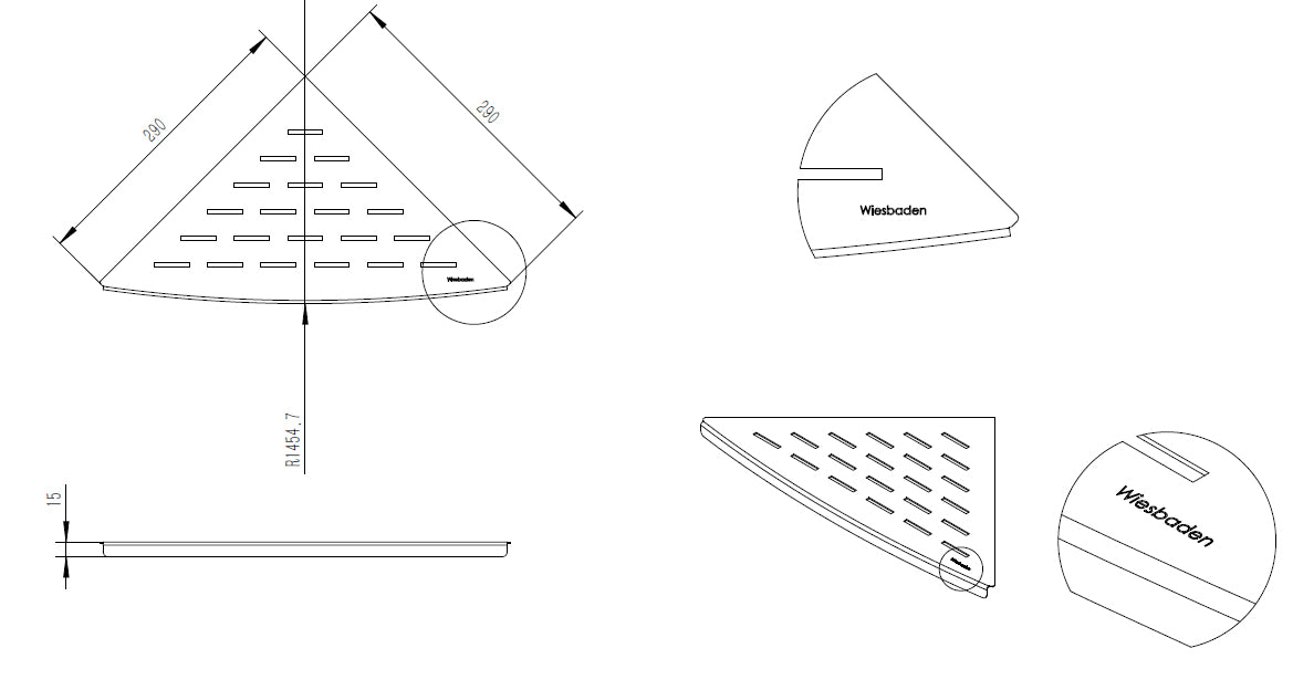Wiesbaden InWall hoekplanchet 29x29 RVS - WDtegels