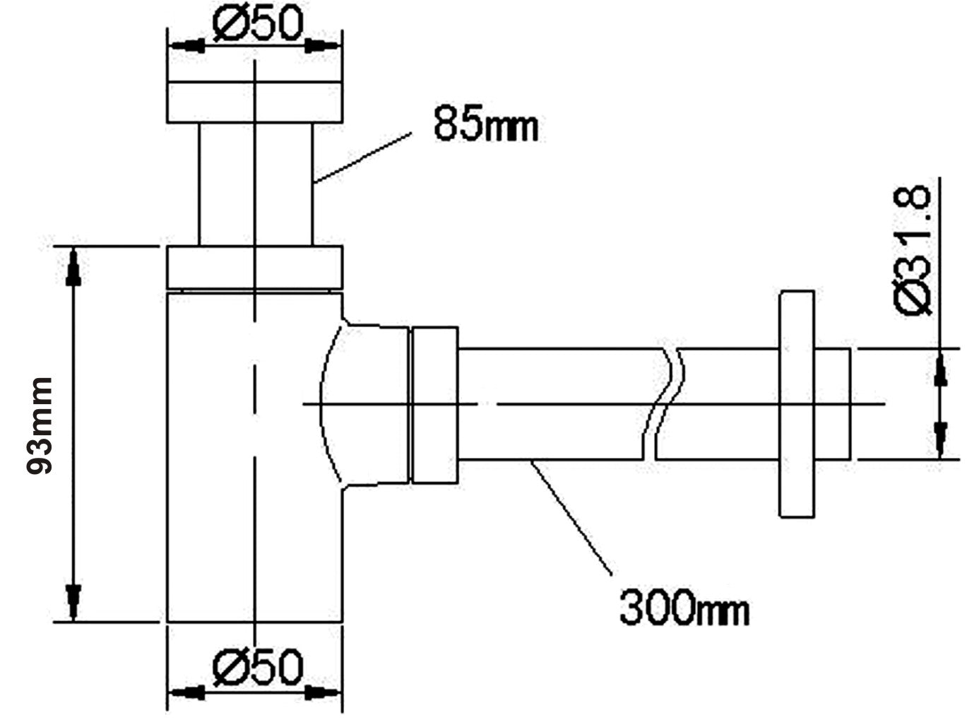 Wiesbaden Star luxury siphon low 1 1/4'' brushed steel