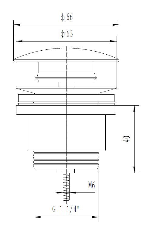 Lijntekening Eco clickwaste afvoerplug 5/4 inch chroom
