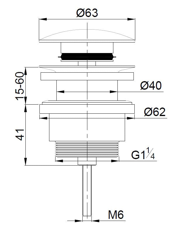Grifo de lavabo de lujo Wiesbaden Clickwaste 5/4, modelo bajo, latón cepillado
