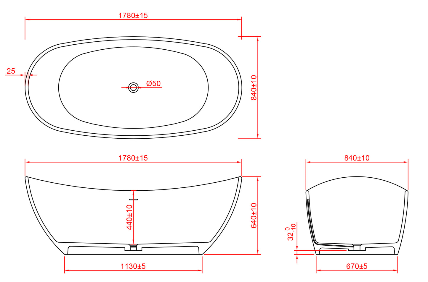 Wiesbaden Eva Solid Surface freestanding bath 179.5x84.5x64