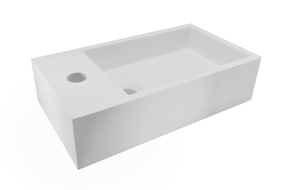 Lotte fontein links 40 x 22 x 10 cm solid surface mat wit - WDtegels