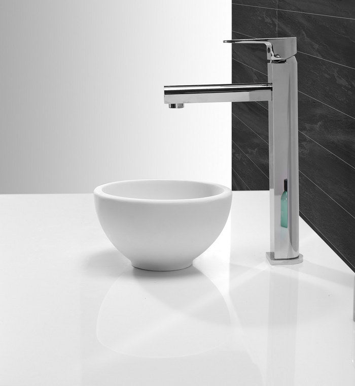 Tessa waskom rond 20 x 11 solid surface mat wit - WDtegels