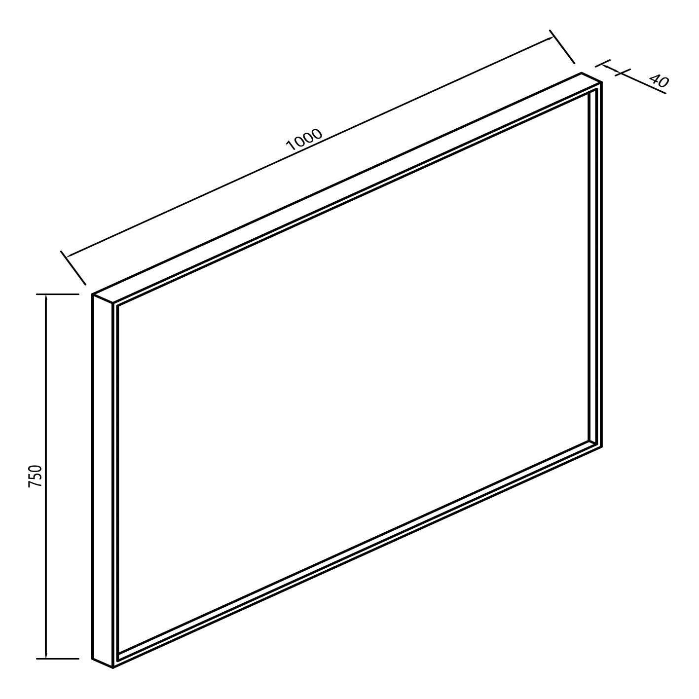 Maattekening Ribbella badkamerspiegel 100cm