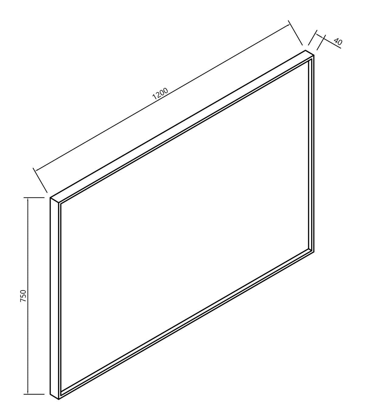Maattekening Ribbella badkamerspiegel 120cm