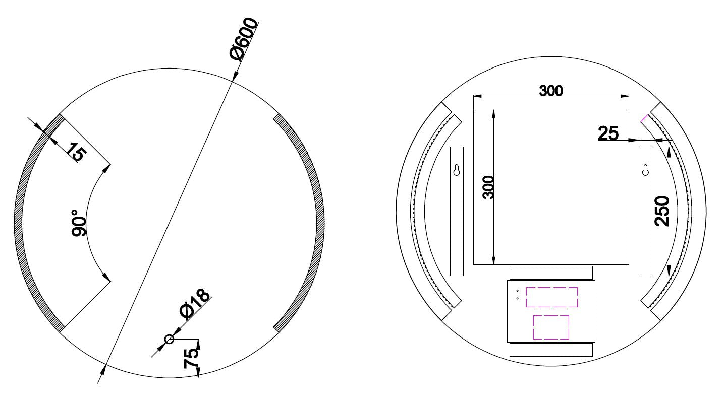 Wiesbaden Round dimbare LED condensvrije spiegel rond 60cm - WDtegels