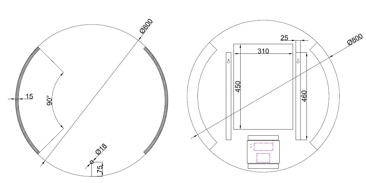 Wiesbaden Round dimbare LED condensvrije spiegel rond 80cm - WDtegels