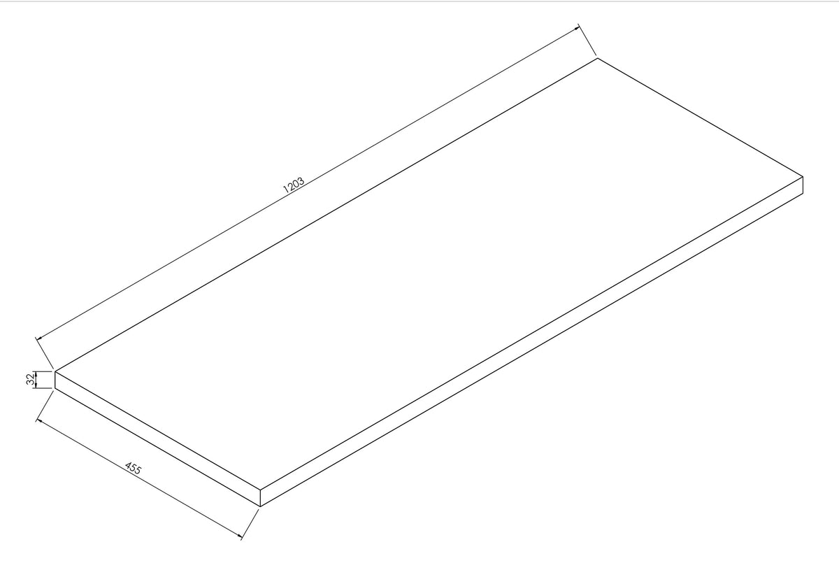 Maattekening Alvara topblad 120x46cm mat zwart