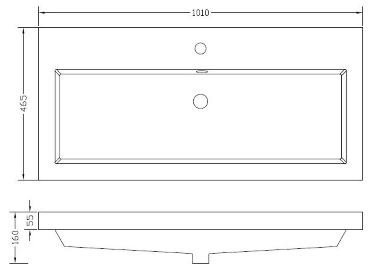 Lijntekening Vision meubelwastafel 100 x 46 x 5,5 cm kunstmarmer glans wit
