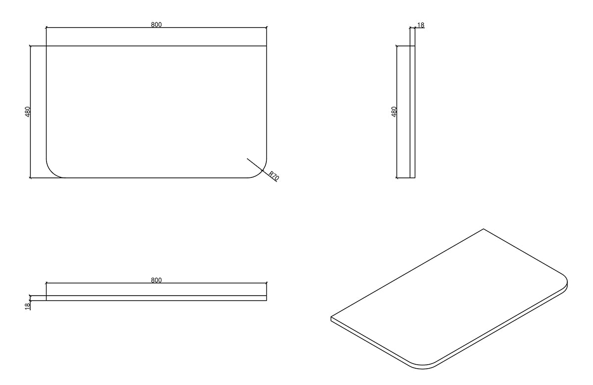 Maattekening Sulora topblad 80x48cm bruin eiken