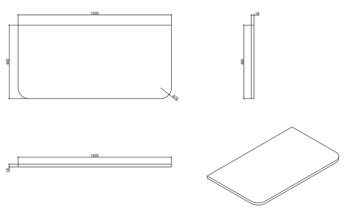 Maattekening Sulora topblad 100x48cm mat beige
