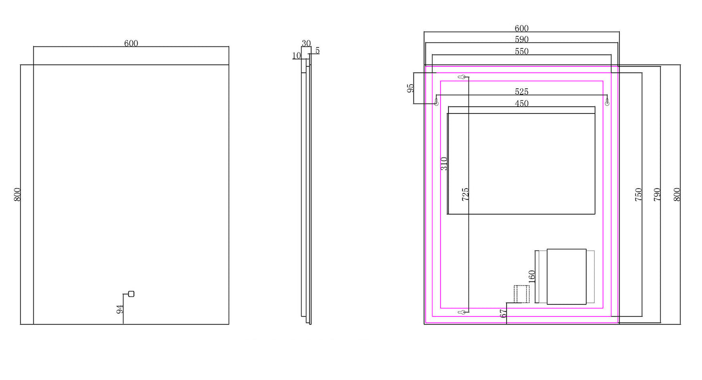 Soul spiegel 60 x 80 cm rechthoek met LED, dimbaar en spiegelverwarming - WDtegels