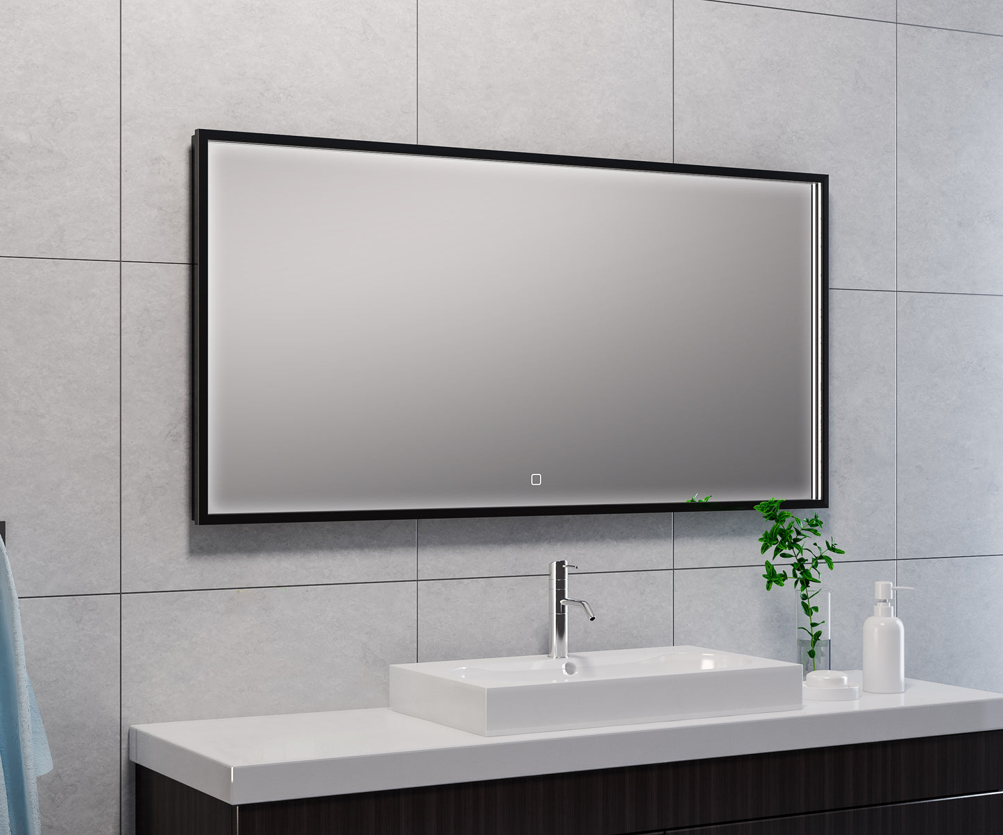 Avi spiegel rechthoek met LED, dimbaar en spiegelverwarming 120 x 60 cm mat zwart - WDtegels