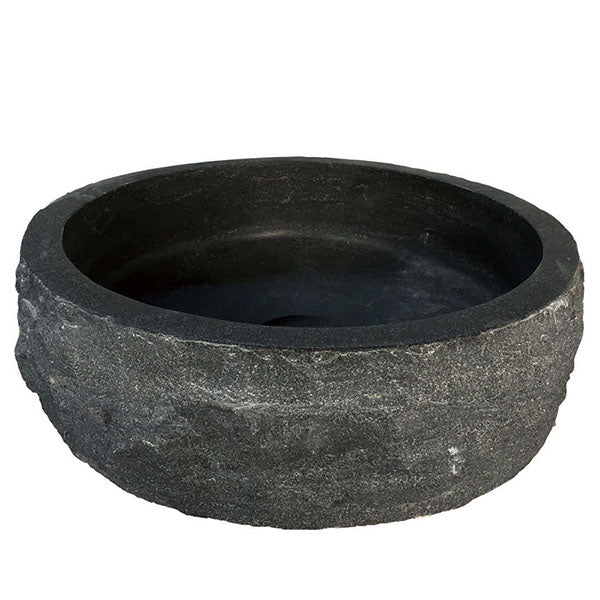 Raw waskom rond hamerslag 40x12 cm hardsteen gezoet - WDtegels