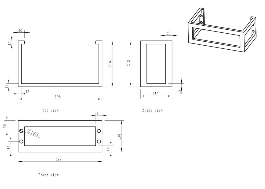 Wiesbaden RVS montagebeugel vierkant 40x22x15