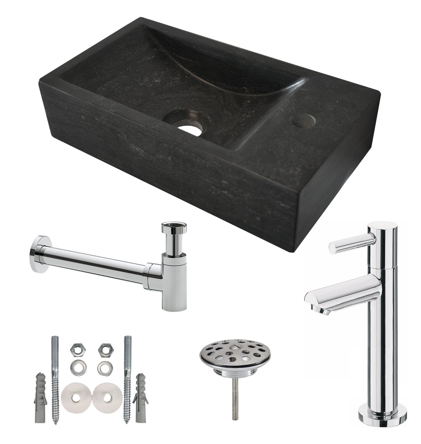Wiesbaden One Pack Hardstenen fontein 40x22x10 cm - Rechts - WDtegels