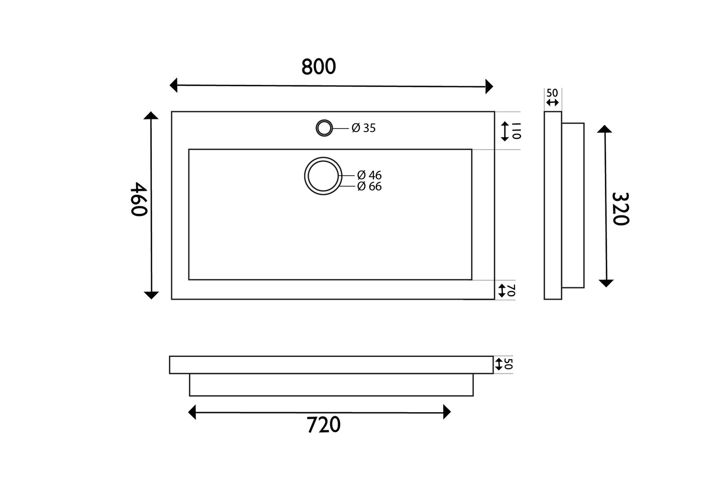 Conjunto de muebles de piedra dura Wiesbaden. 80x46x5 con 1 taladro.
