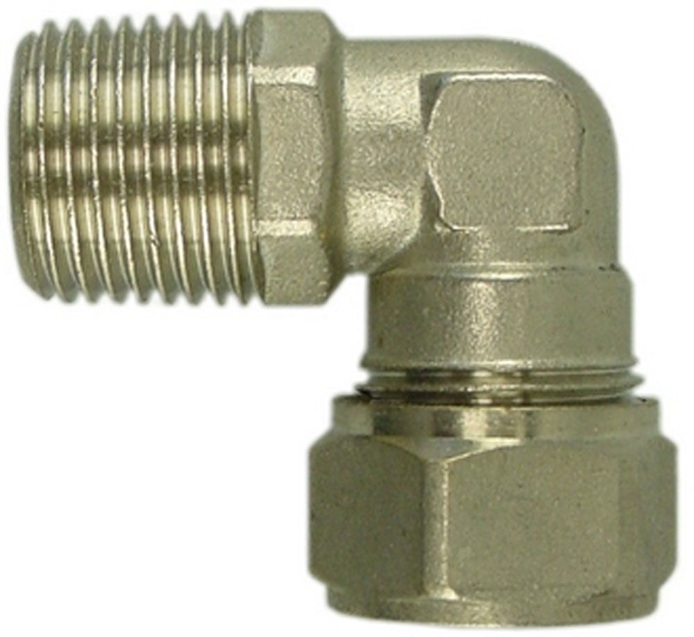 Radiatorkoppeling 1/2x15 knel haaks vernikkeld
