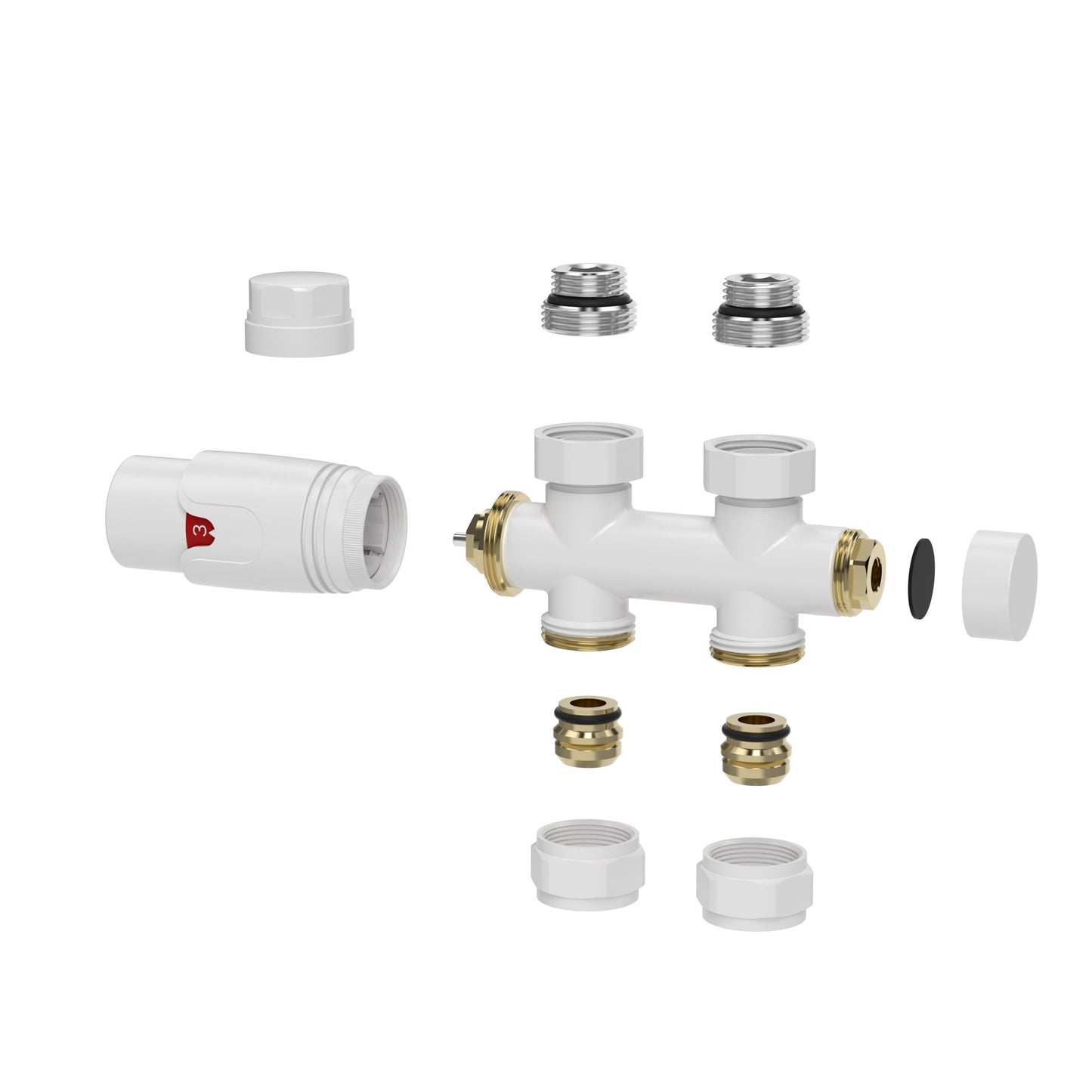 Set thermostatisch onderblok recht glans wit - WDtegels