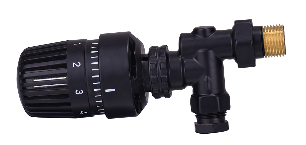 thermostatische radiatorventiel 1/2''x15mm axiaal mat-zwart - WDtegels