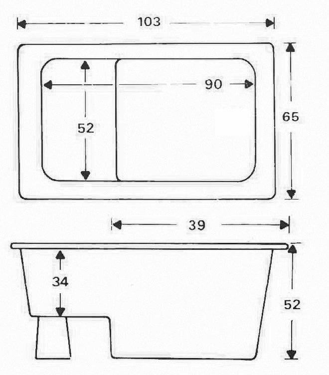 Marinella zitbad | 103x65x52cm | Wit - WDtegels